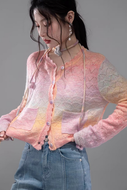 グラデーションレインボーカーディガン