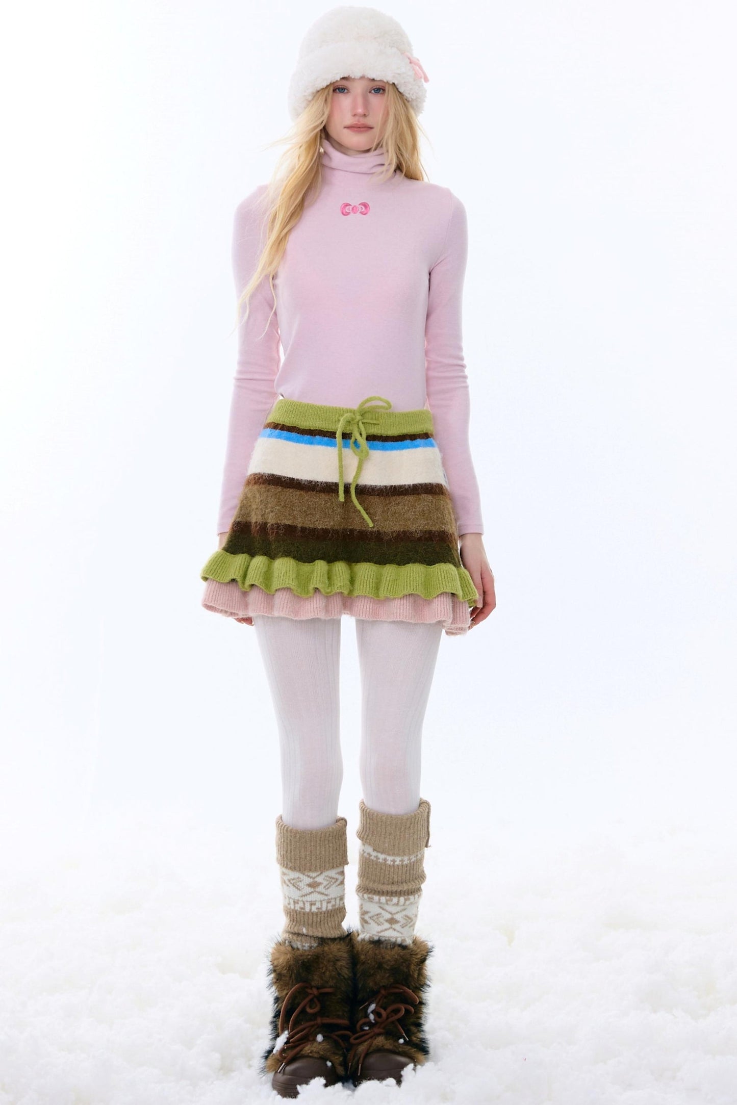 Retro Stripe Knit Skirt