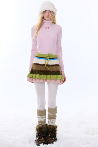 Retro Stripe Knit Skirt