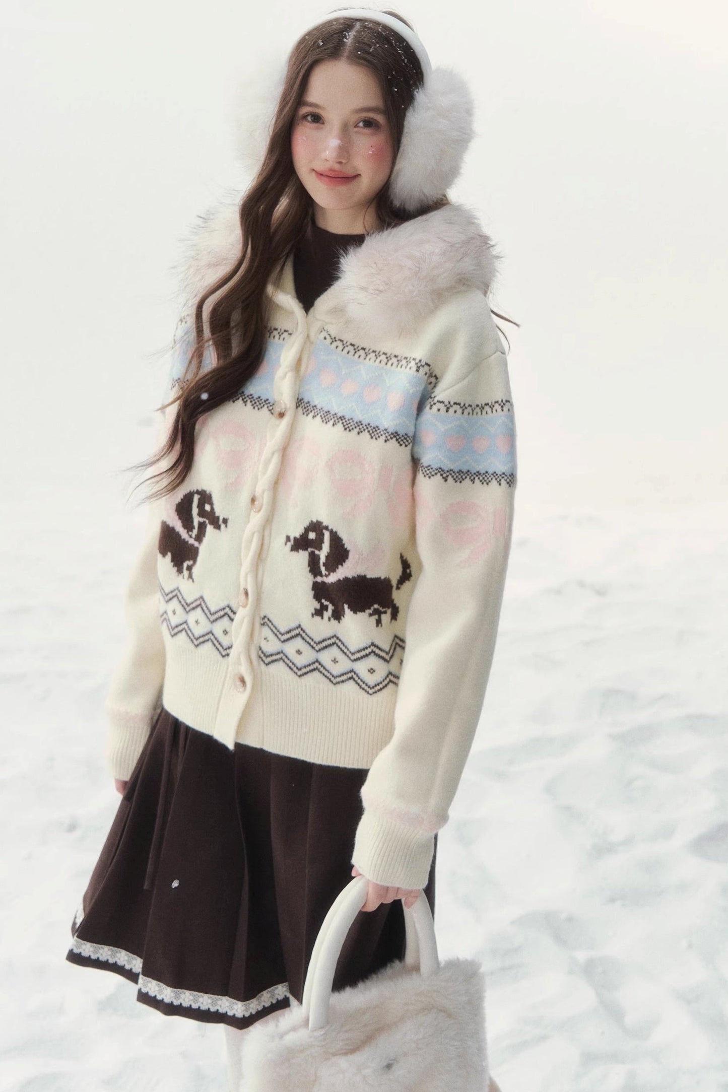 レトロフェアアイルダックスセーターカーディガン