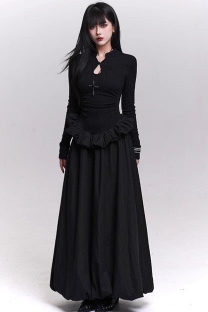 ブラックニットボディコンドレス