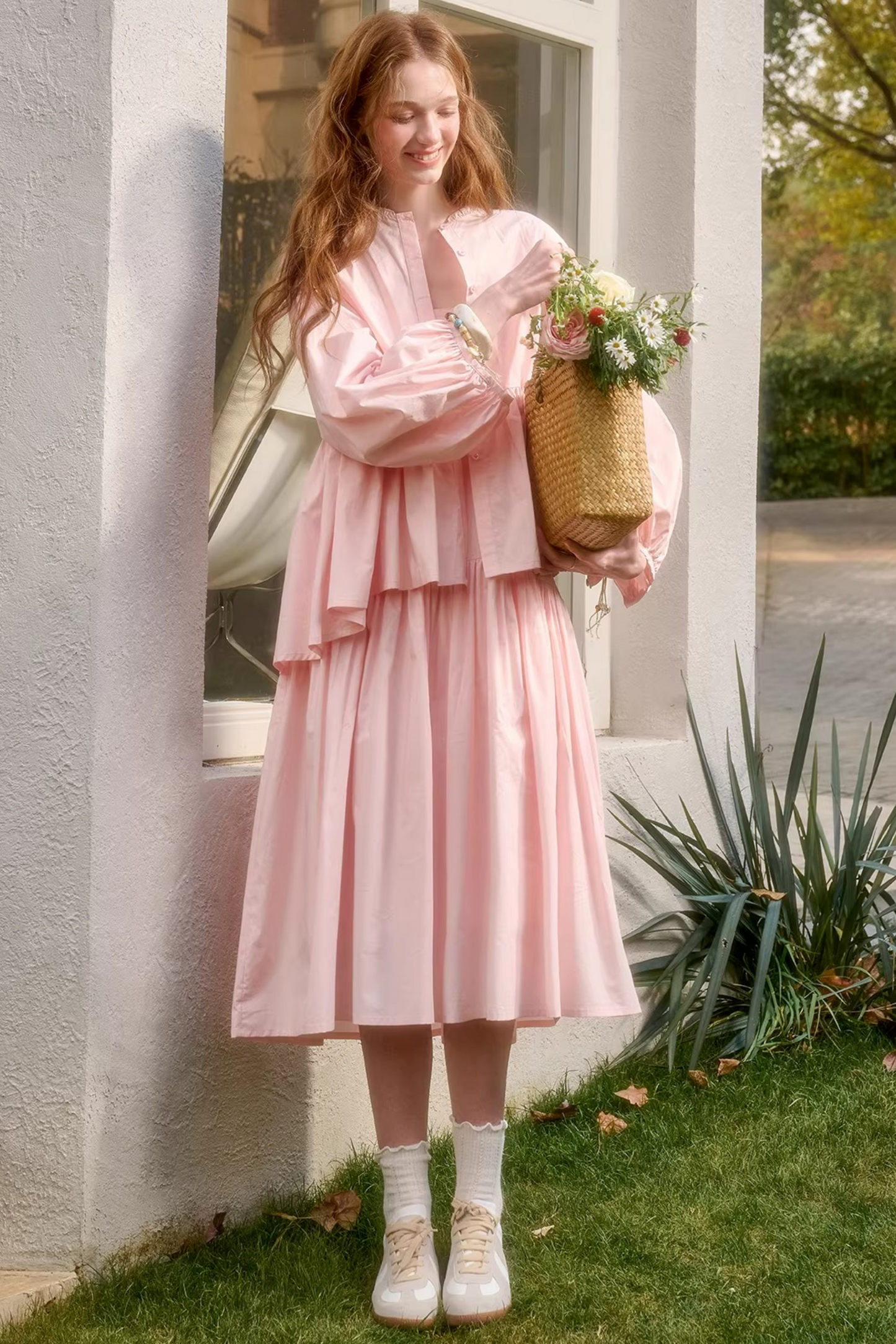 ベビーピンクスイートドレス+シャツ