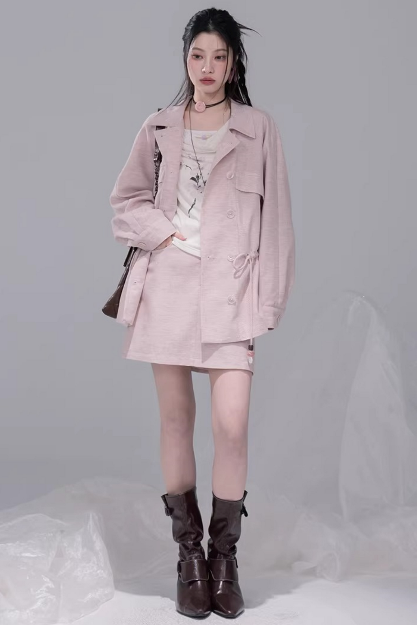 パウダーカラージャケット+スカート