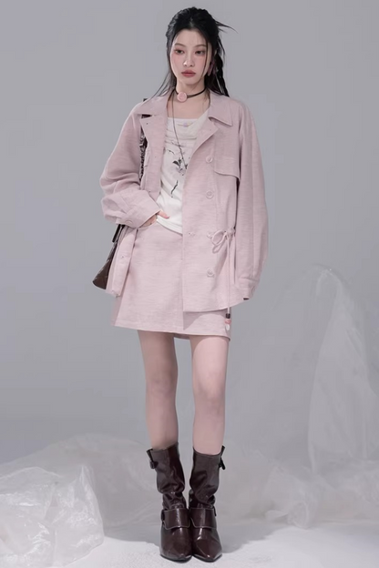 パウダーカラージャケット+スカート