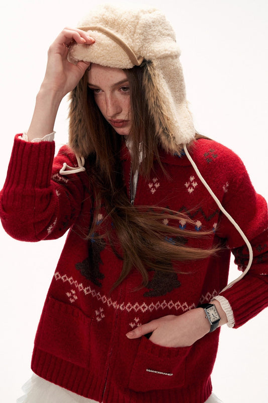 スノーフレークラビットニットカーディガン