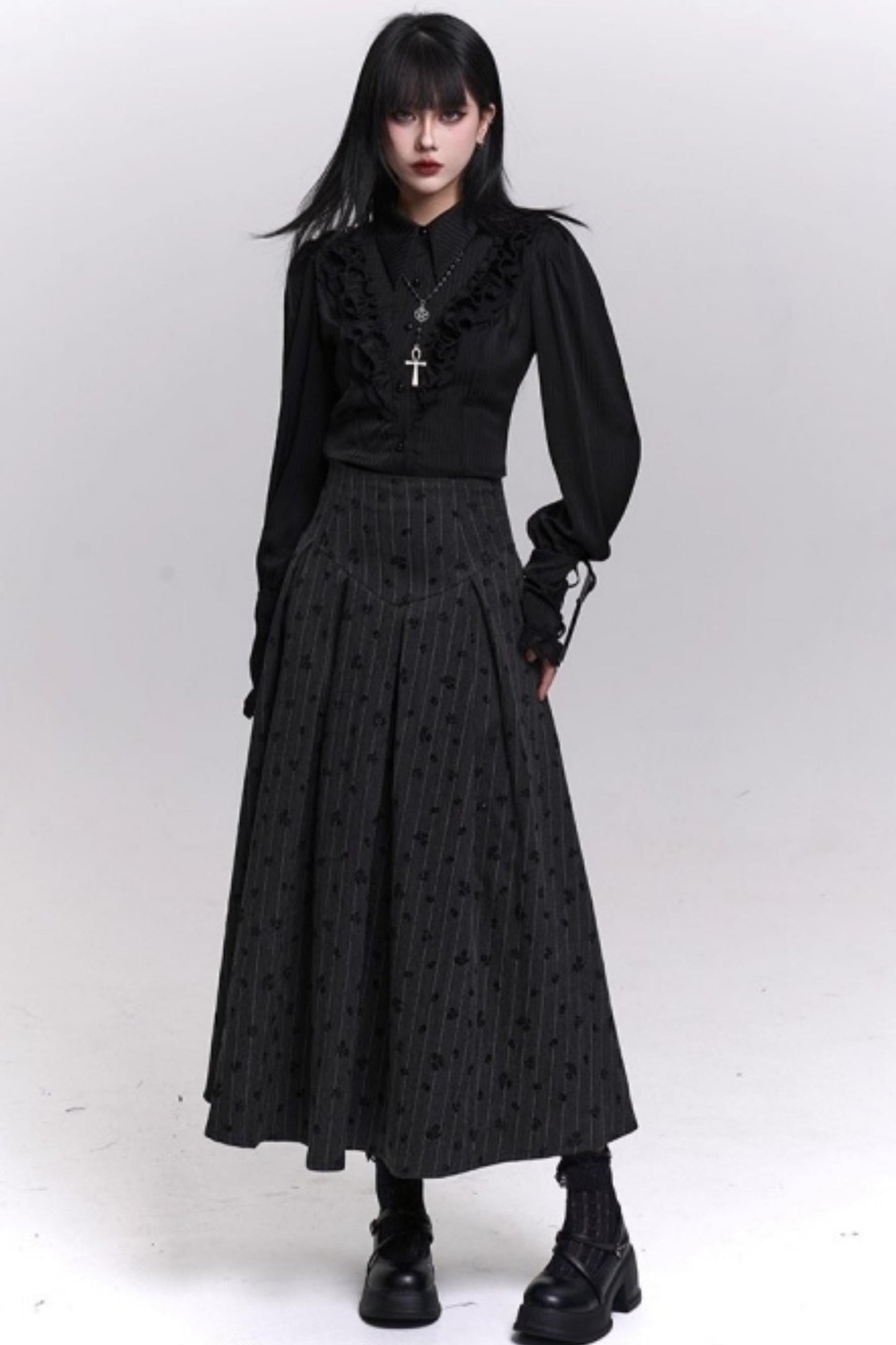 クラシックストライプパターンエーラインスカート