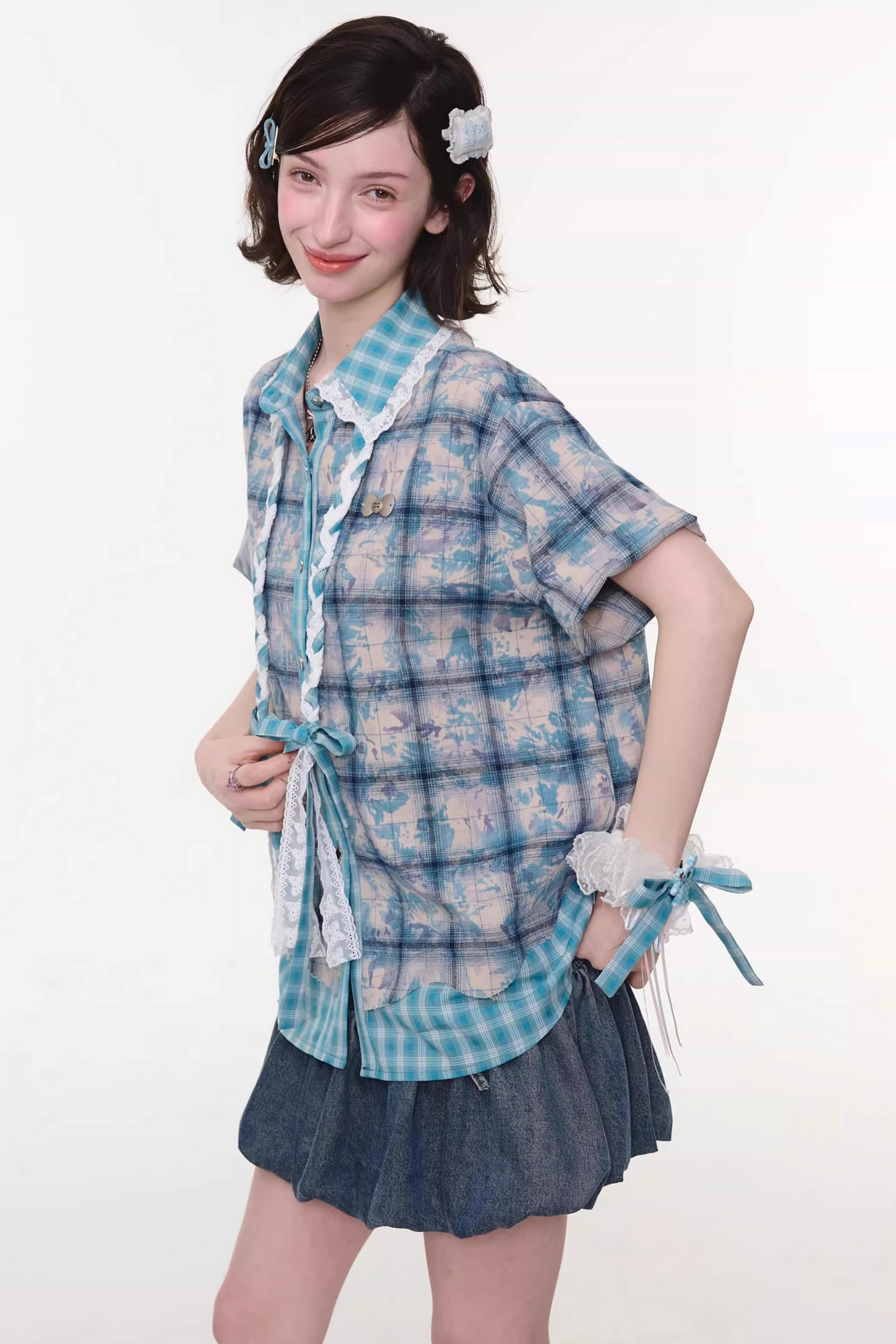 Camicia ampia a quadri Y2K