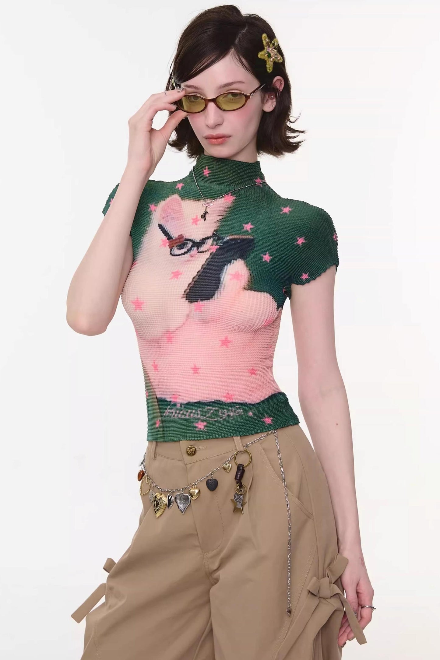 Sweet Cat Print Top