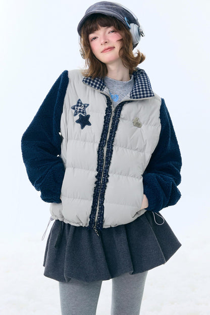 Star Print Color Block Coat