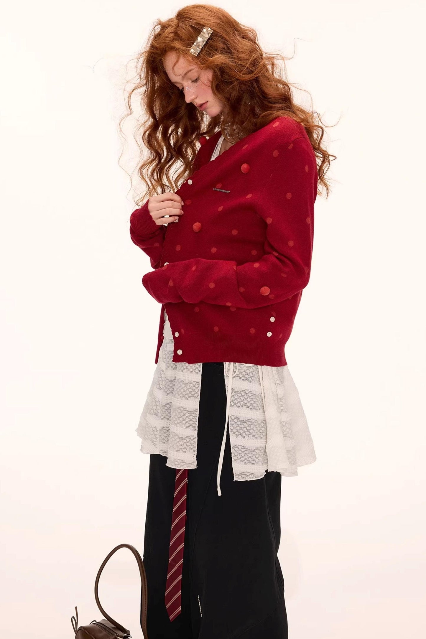 Dot Asymmetrical Cardigan