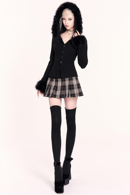 Fur Collar Hoodie Top