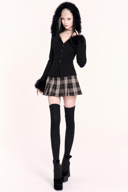 Fur Collar Hoodie Top