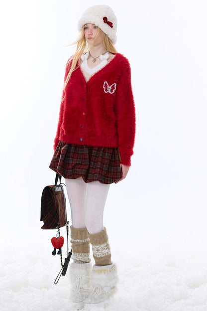 レトロプレイドドローストリングスカート