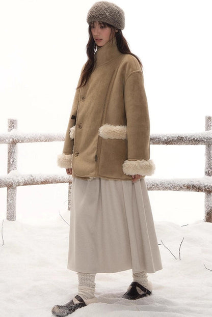 リバーシブルファースエードコート