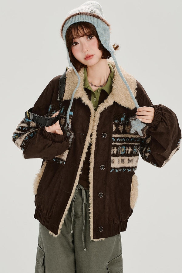 レトロコントラストフリースジャケット