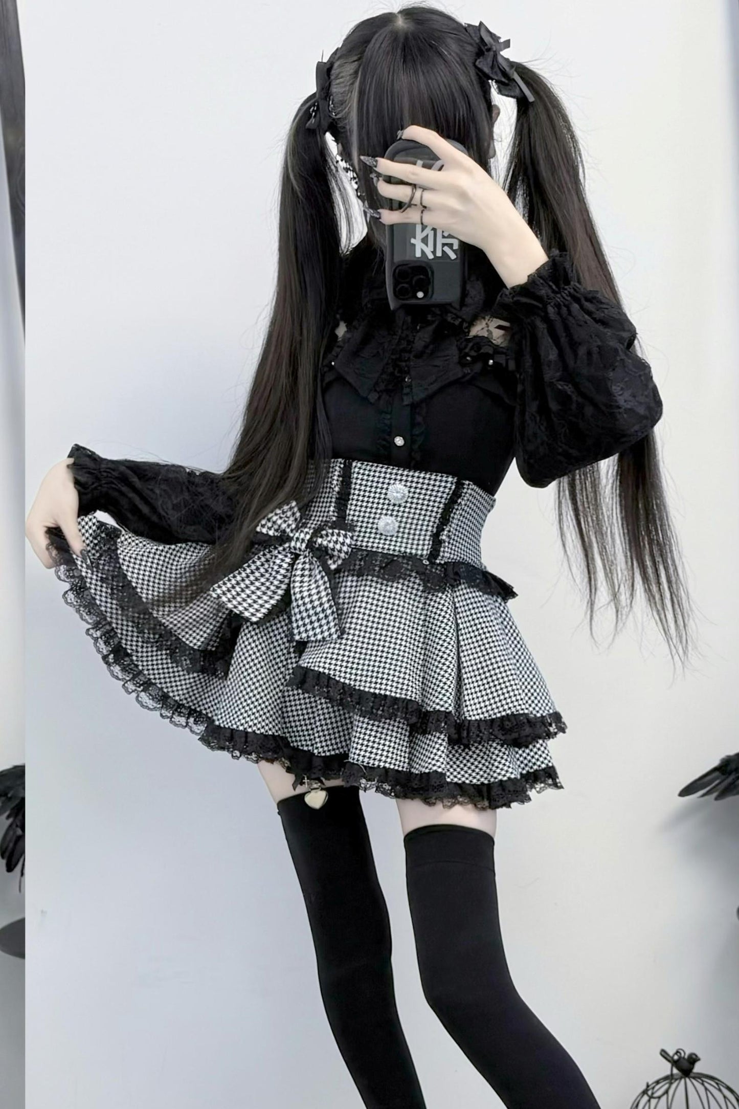 Doll Dark Kawaii Lace Ruffle Skirt