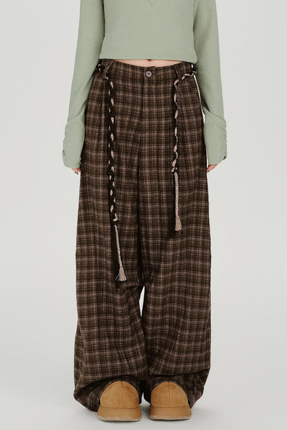 レトロブラウンチェックカーゴパンツ