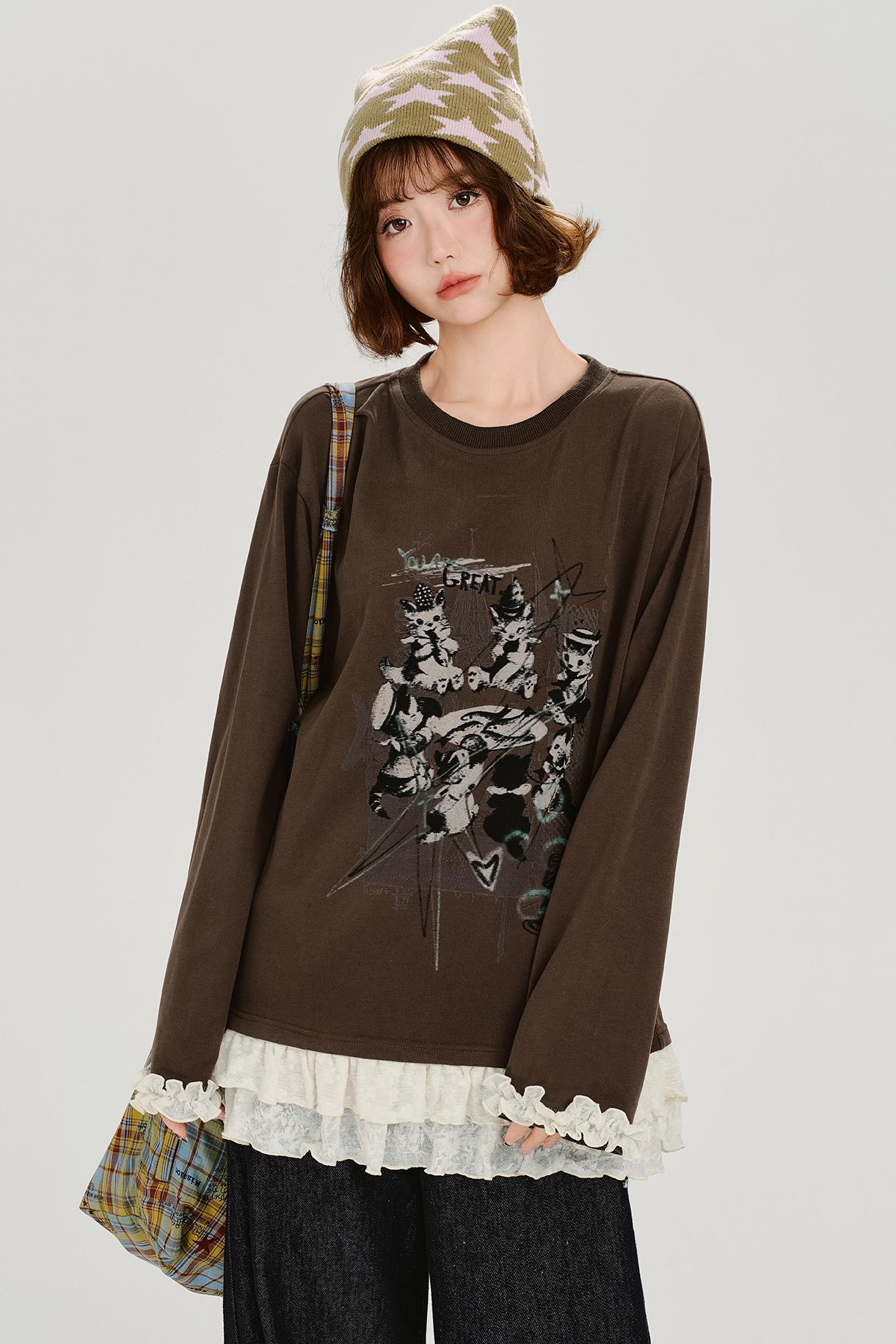 レトロラッフルドパッチワークトップ