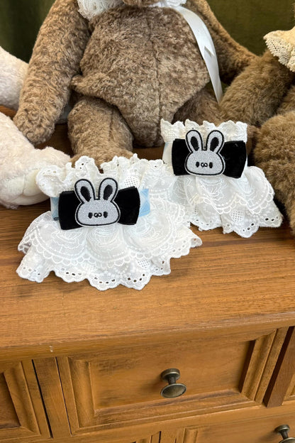 [Reservierungsschluss 30. Juni] Blaue x weiße Alice-im-Wunderland Sweet-Lolita-Accessoires-Serie (Hasenohren-Hut, Hasenohren-Haarreif, Halsband, Taschenuhr-Brosche, rückseitige Schleppen-Schleife, Handgelenkstulpen)