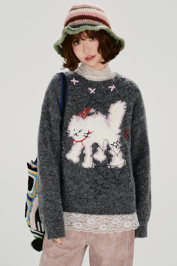 レトロキャットファーセーター