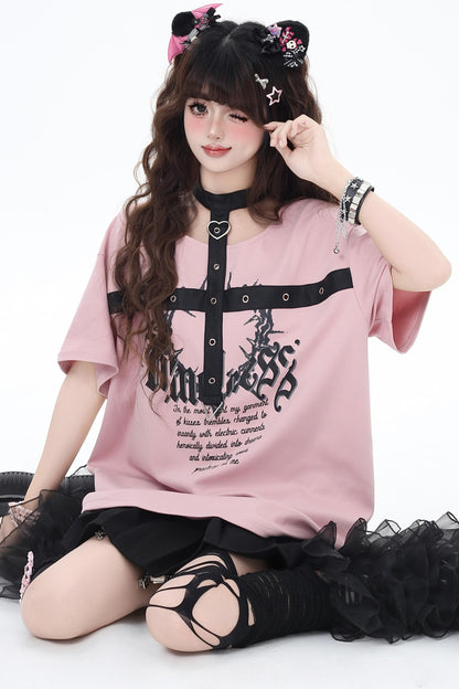 Summer Leather Button T-Shirt