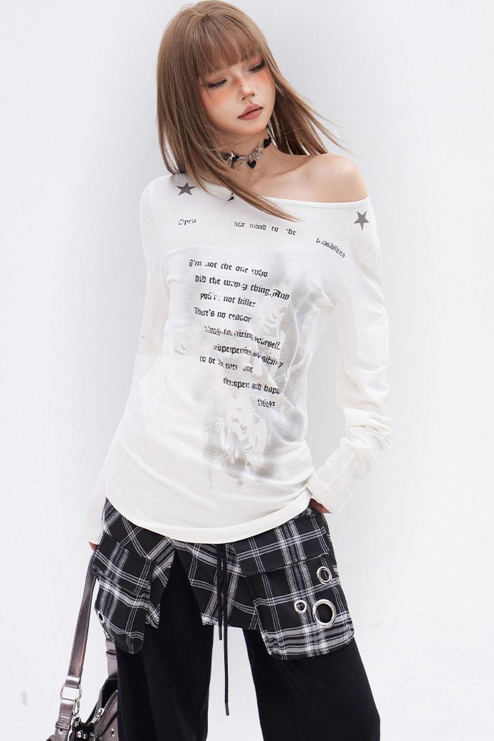 Spice Off-Shoulder Long Sleeve T-Shirt