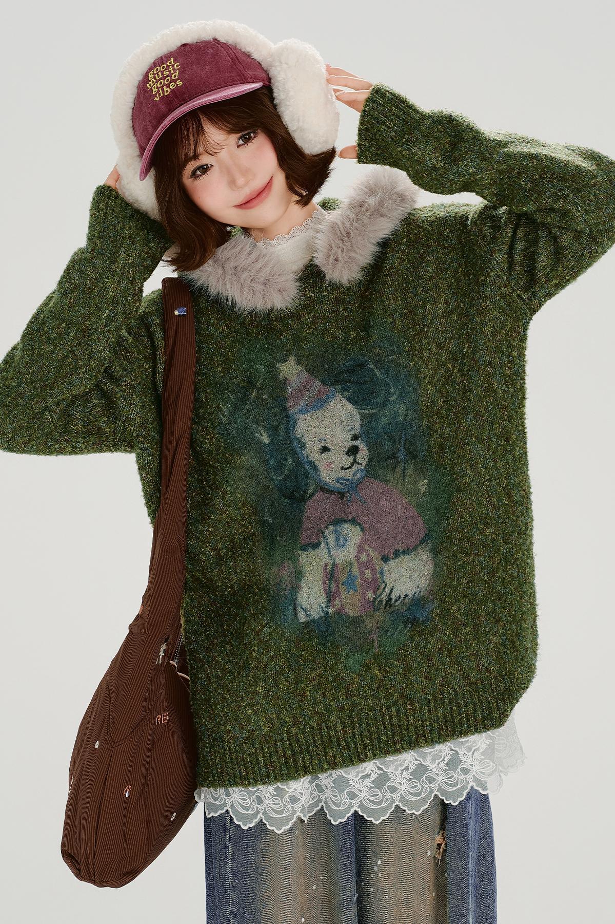 Retro Fur Collar Hoodie Sweater