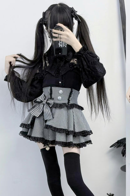 Doll Dark Kawaii Lace Ruffle Skirt