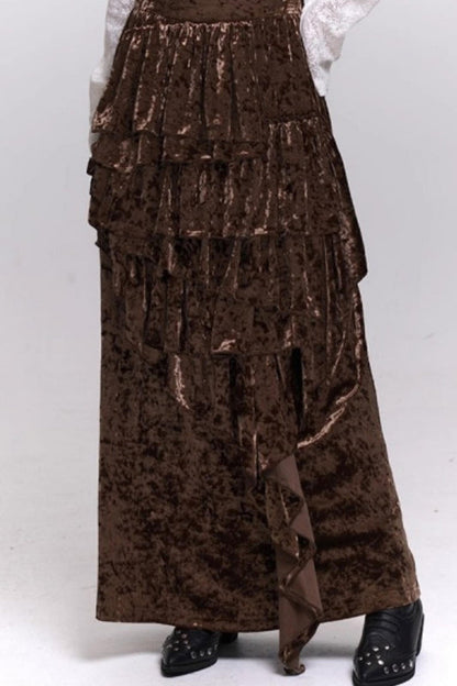 Dark velvet hem skirt