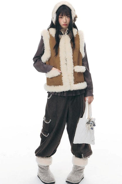 マルチポケットカジュアルロングパンツ+ロールアップワイドレッグミディアムパンツ