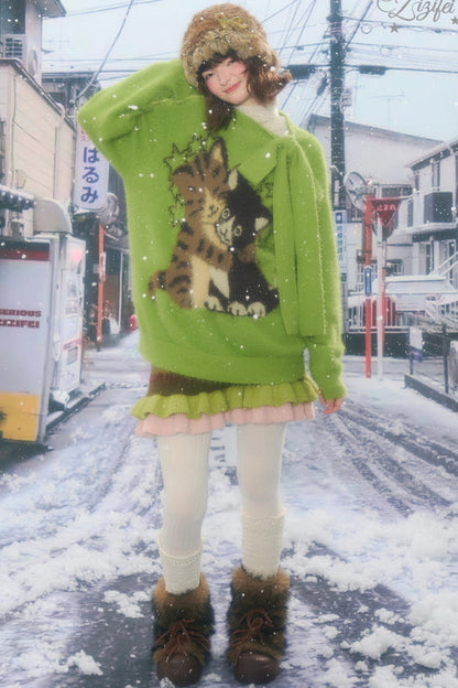 レトロストライプニットスカート