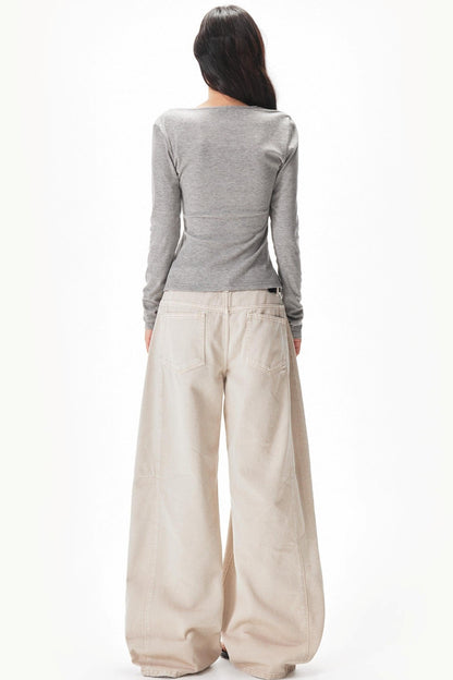 pantalón cargo lavado retro color albaricoque