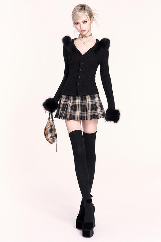 Retro Check Pleated Skirt