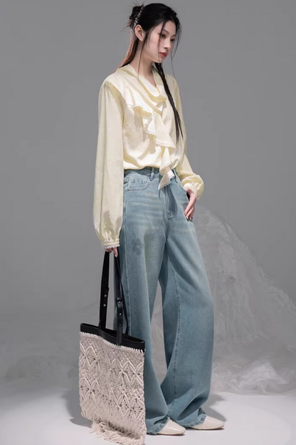 レモンイエローフラッフルブラウス