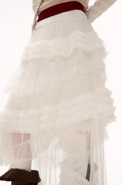 メッシュアシンメトリカルクラウドスカート