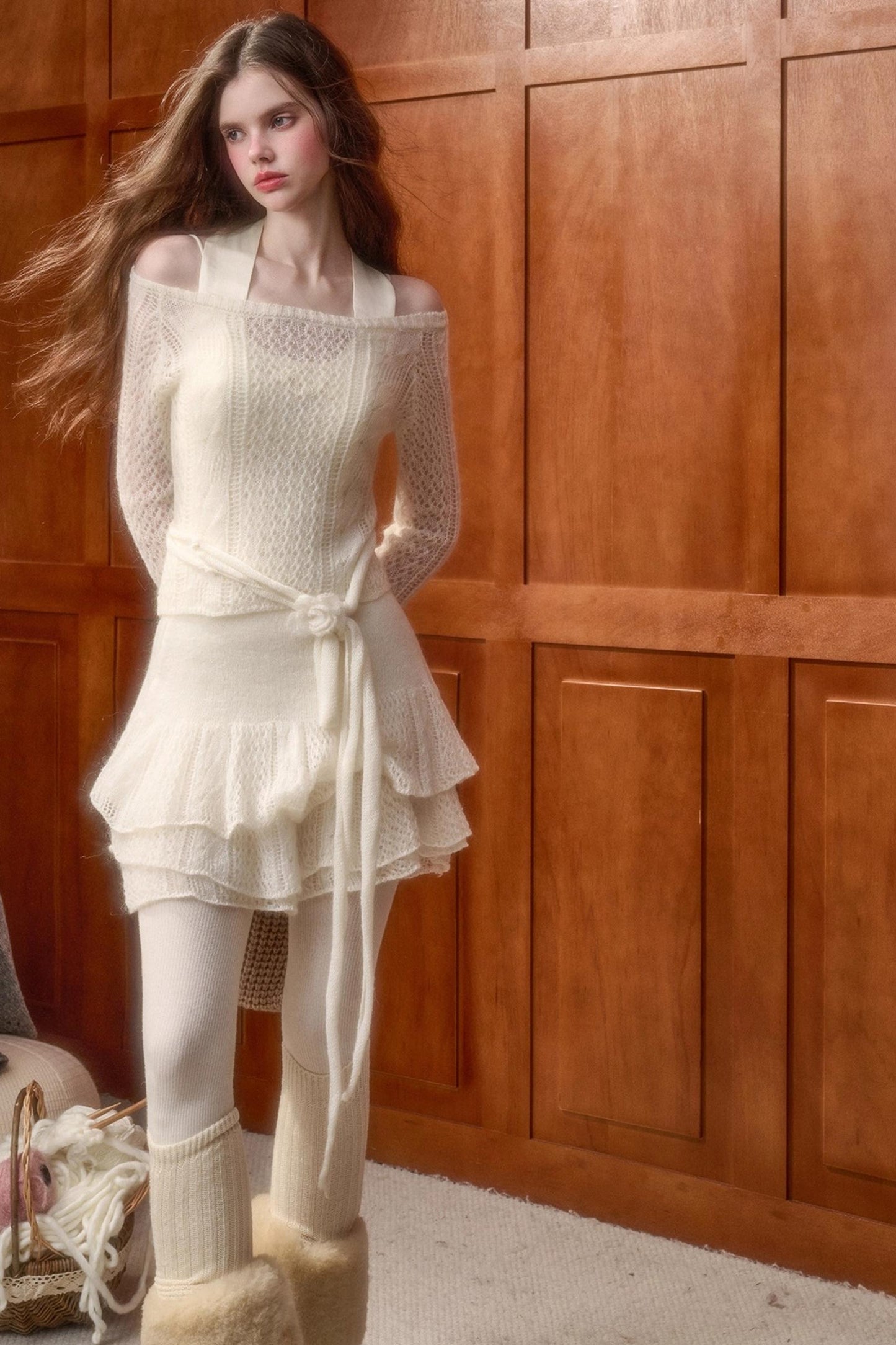 モヘアスイートトップス+スカート