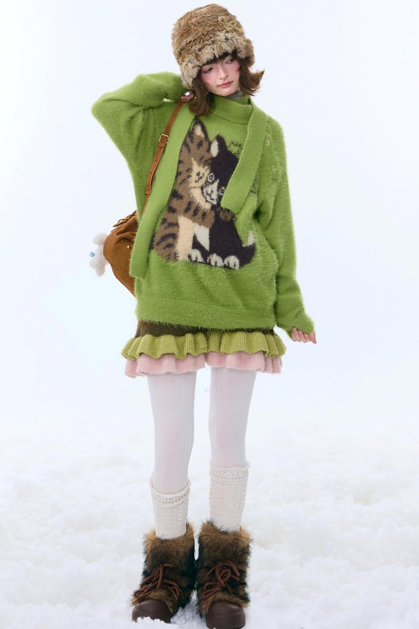 Retro Cat Pattern Sweater