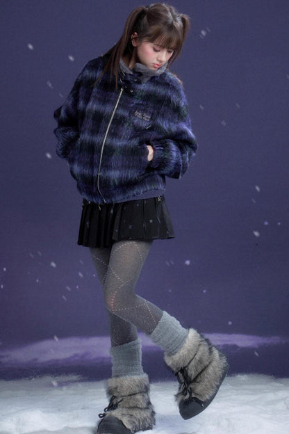 Check High Neck Jacket