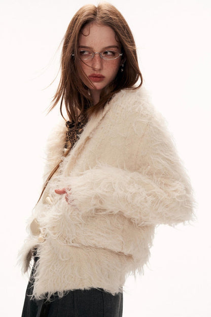 ホワイトループヤーンカーディガン