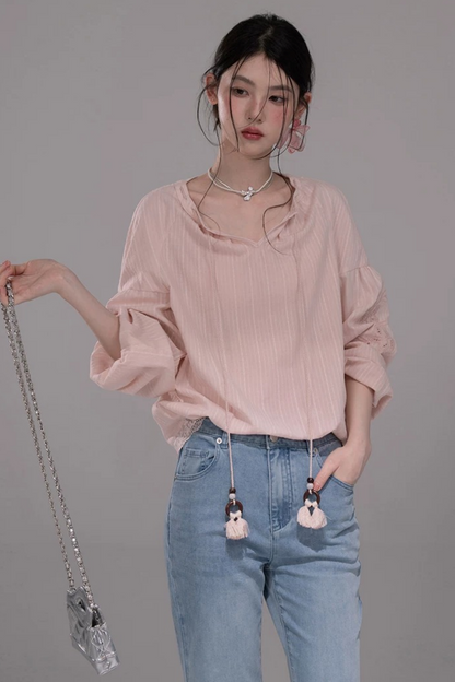 フローラルエンブロイダリーデニムブルーショートパンツ＋フレアロングパンツ