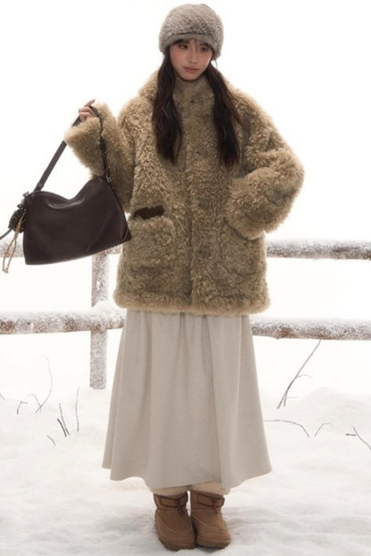 リバーシブルスエードファーコート