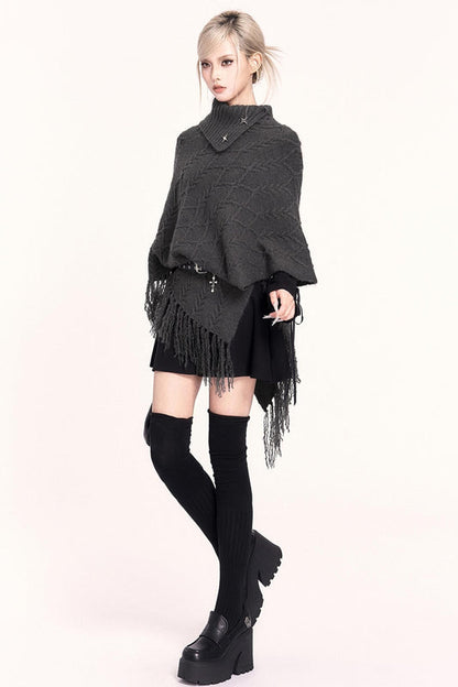 アシンメトリーケープスタイルセーター