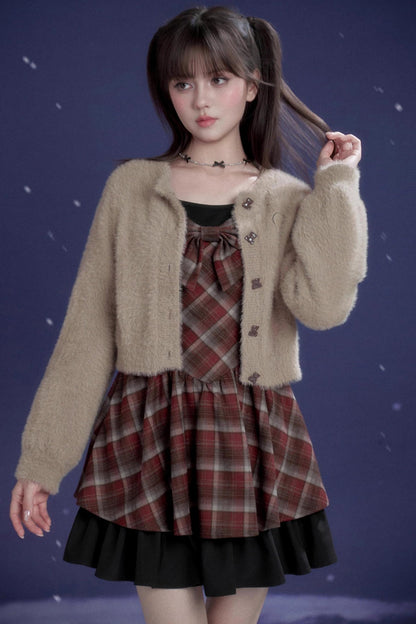 Red And Brown Check Dress