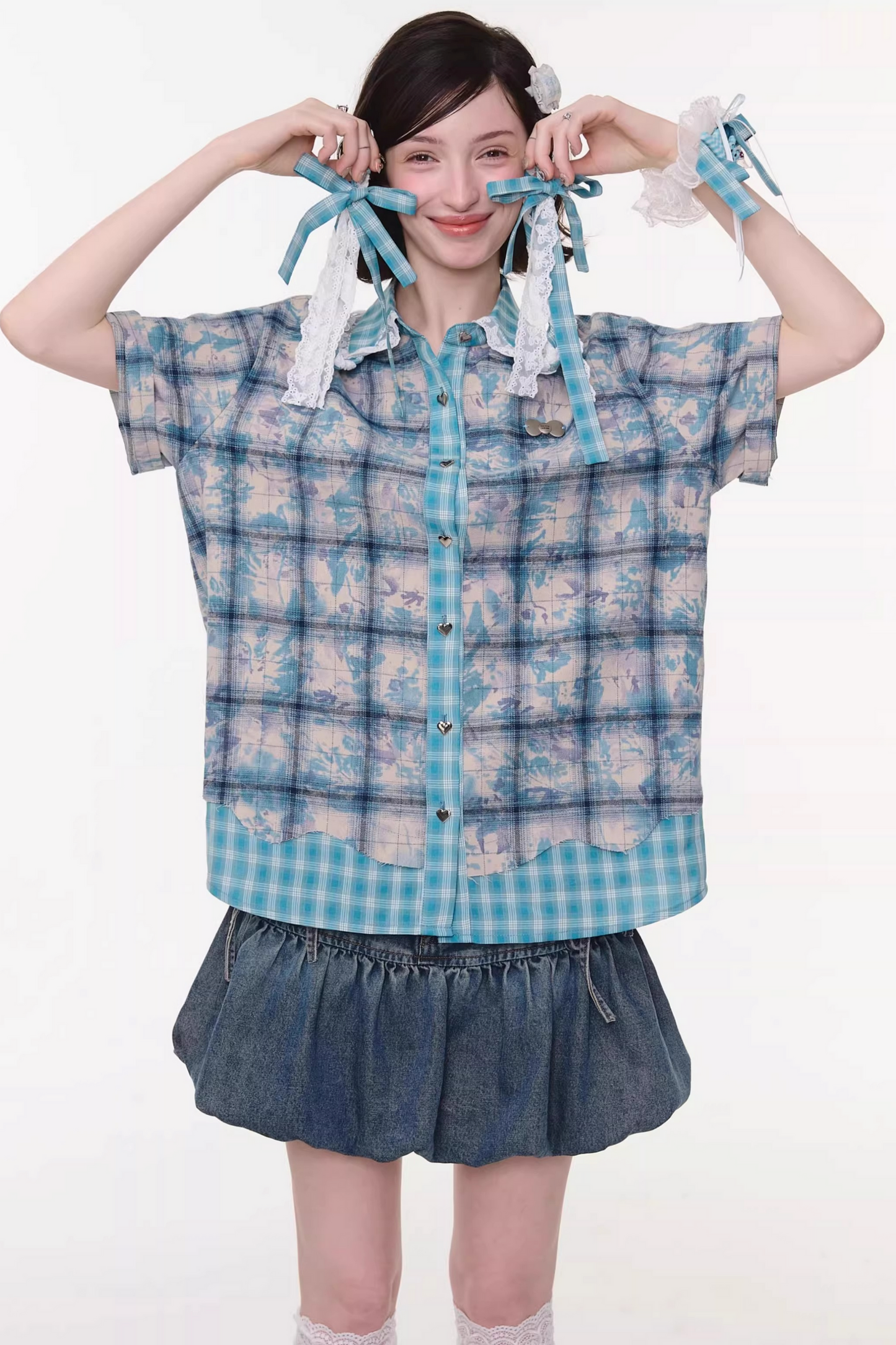 Camicia ampia a quadri Y2K