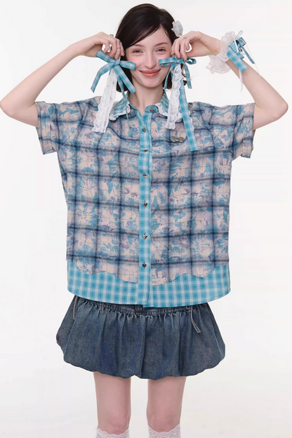 Camicia ampia a quadri Y2K