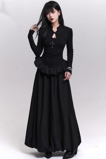 ブラックニットボディコンドレス