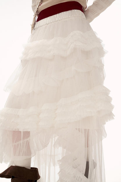 メッシュアシンメトリカルクラウドスカート