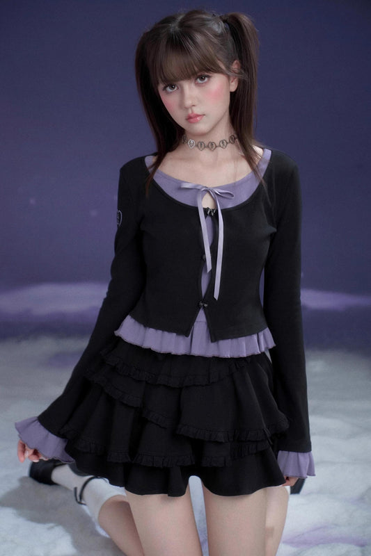 スイートロマンティックラッフルドトップス