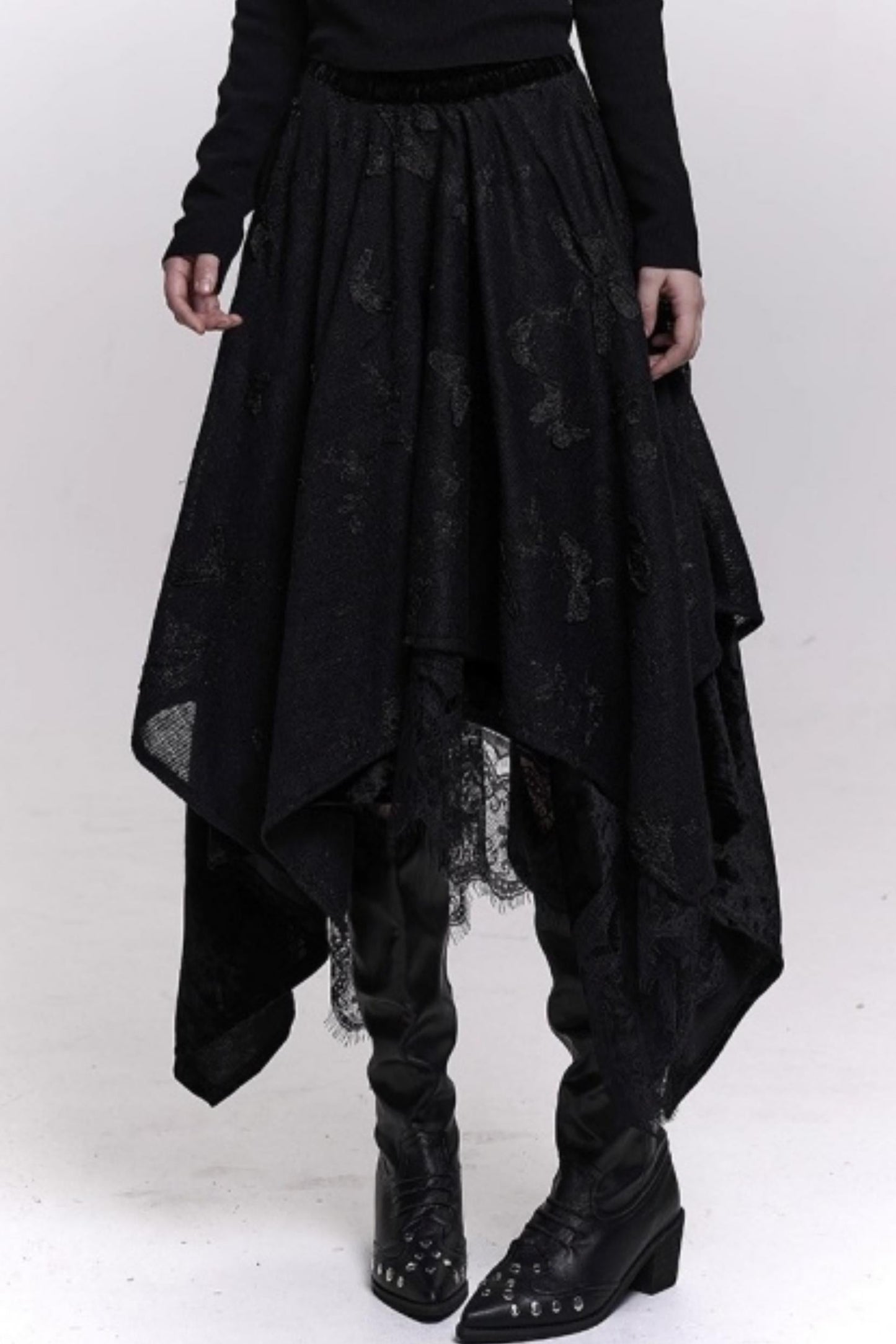 オフホワイトバタフライモチーフスカート