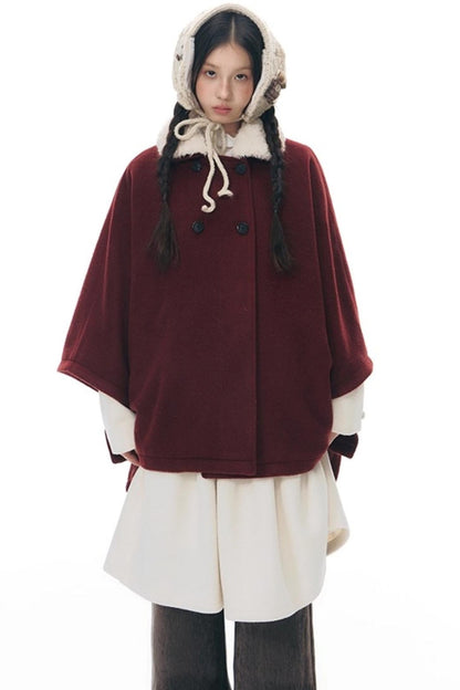 ファーカラーチェックケープコート